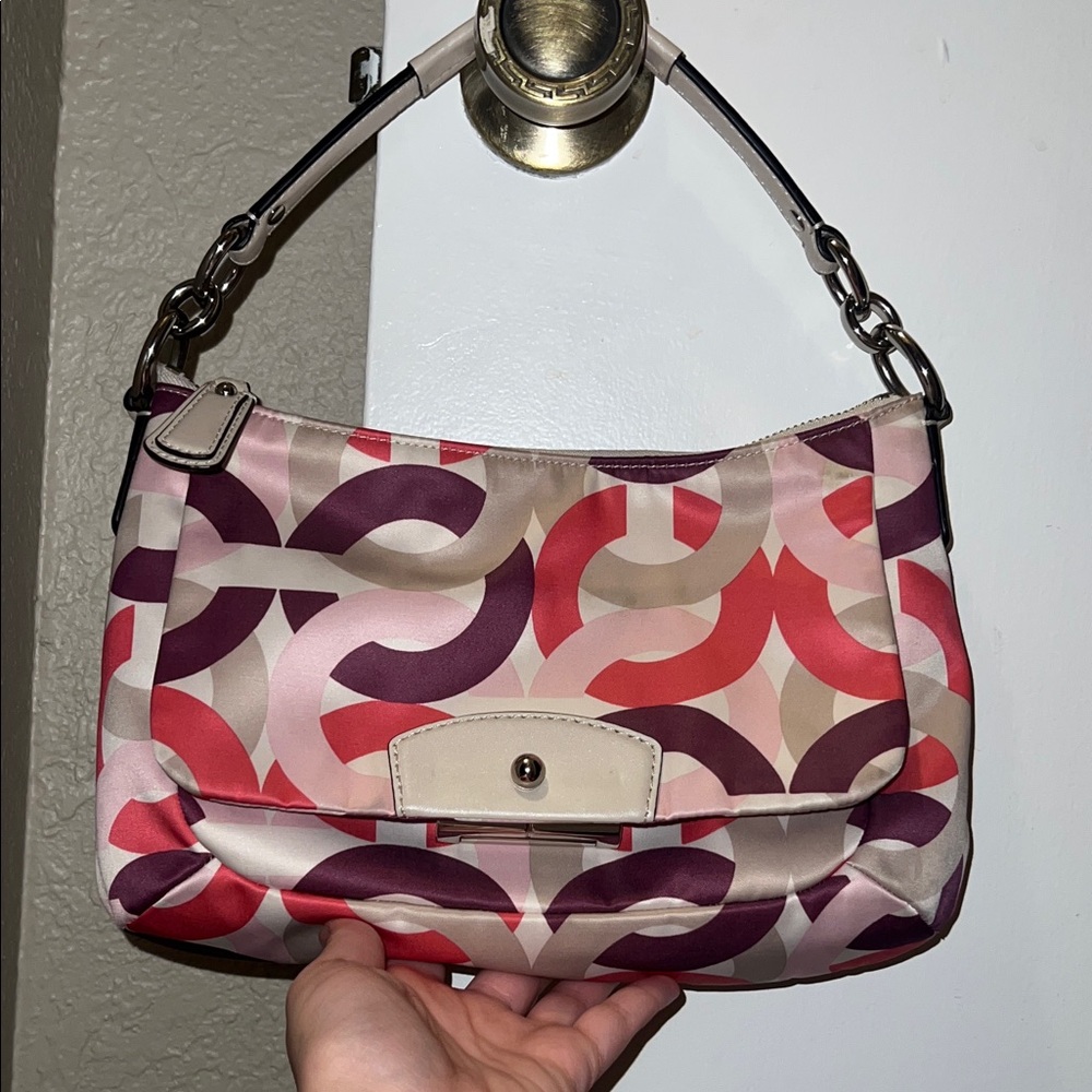 Coach Red, Purple, and Cream Shoulder Bag